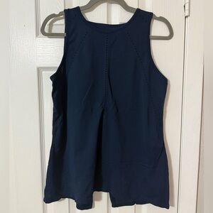 ATHLETA Foothill Tank Top Sleeveless Navy Blue Open Air Long Running Tank Sz S
